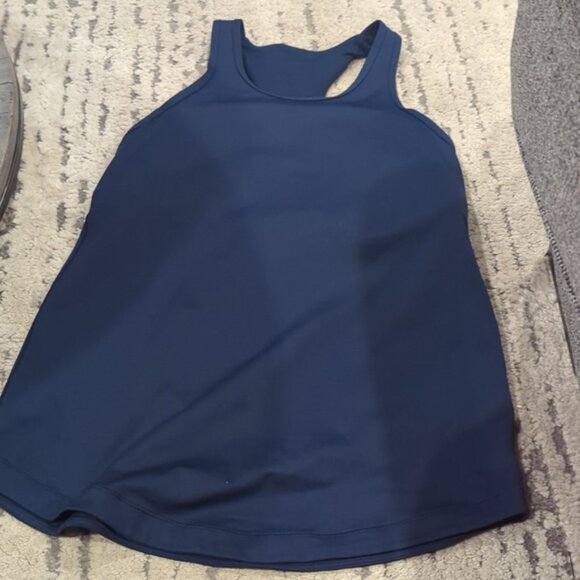 Blue Tank Top with Racerback Design and Stylish Cutout - Picture 9 of 10